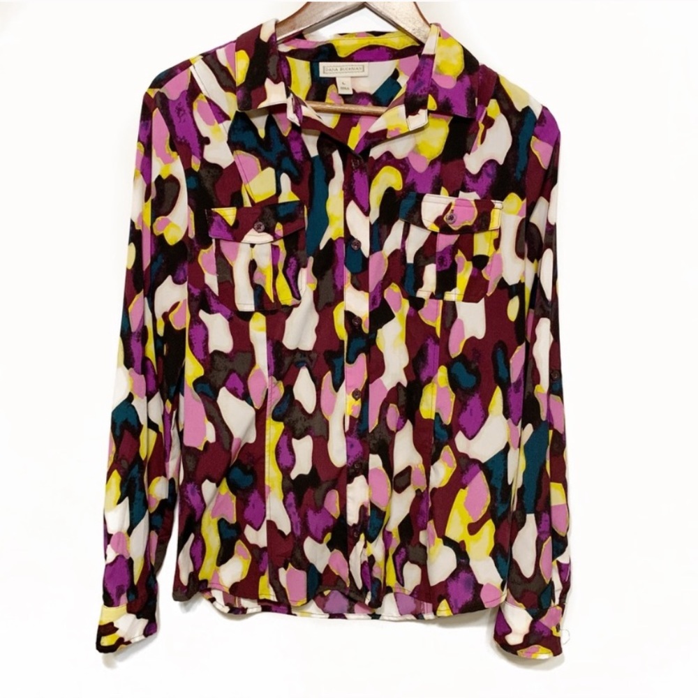 Dana Buchman Watercolor Blouse Size Large